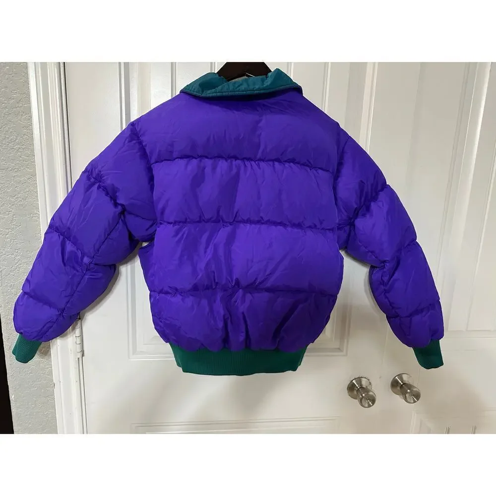 Columbia Reversible Retro 80s 90s Crop Ski Down Puffer Jacket Women M Gorpcore